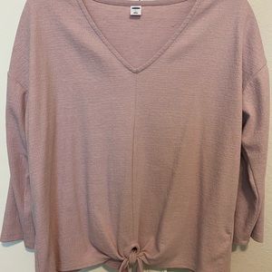 Old Navy - Women’s L Top, mauve pink, tie-front